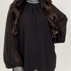 Vine & Love Black Sheer Blouse